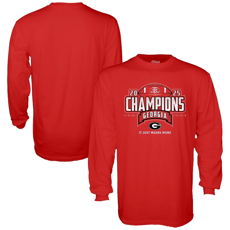 Unisex Blue 84  Red Georgia Bulldogs 2025 SEC Football Champions Locker Room Long Sleeve T-Shirt