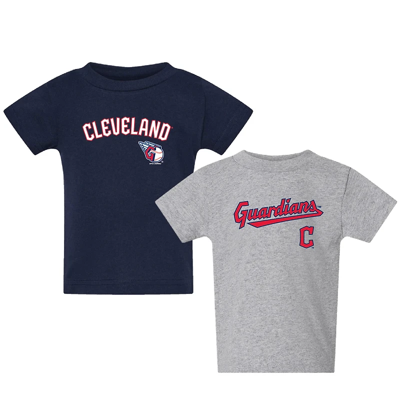 Toddler  Navy/Gray Cleveland Guardians Logo 2-Pack T-Shirt Set