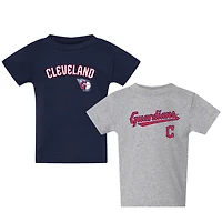 Toddler  Navy/Gray Cleveland Guardians Logo 2-Pack T-Shirt Set