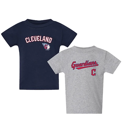 Toddler  Navy/Gray Cleveland Guardians Logo 2-Pack T-Shirt Set