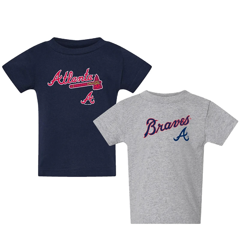 Toddler  Navy/Gray Atlanta Braves Logo 2-Pack T-Shirt Set