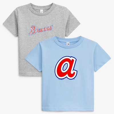 Toddler Soft as a Grape Heather Gray/Light Blue Atlanta Braves Cooperstown Collection Two-Pack T-Shirt Set