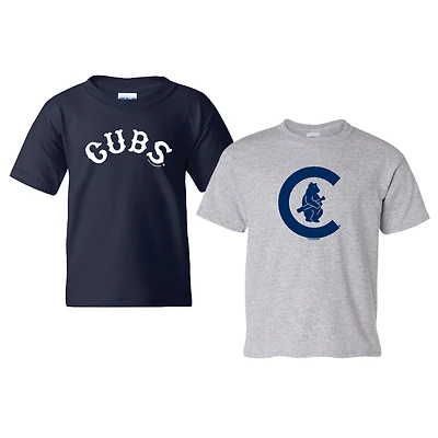 Youth Soft as a Grape  Navy/Heather Gray Chicago Cubs  Cooperstown 2-Pack T-Shirt Set
