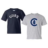 Youth Soft as a Grape  Navy/Heather Gray Chicago Cubs  Cooperstown 2-Pack T-Shirt Set