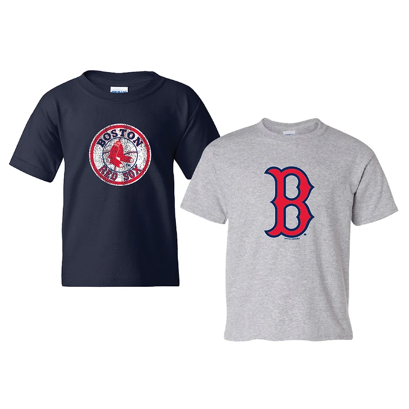Youth Soft as a Grape Navy/Heather Gray Boston Red Sox Cooperstown 2-Pack T-Shirt Set