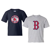 Youth Soft as a Grape  Navy/Heather Gray Boston Red Sox  Cooperstown 2-Pack T-Shirt Set
