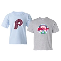 Youth Soft as a Grape  Light Blue/Heather Gray Philadelphia Phillies  Cooperstown 2-Pack T-Shirt Set