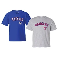 Youth Soft as a Grape  Royal/Heather Gray Texas Rangers  Cooperstown 2-Pack T-Shirt Set