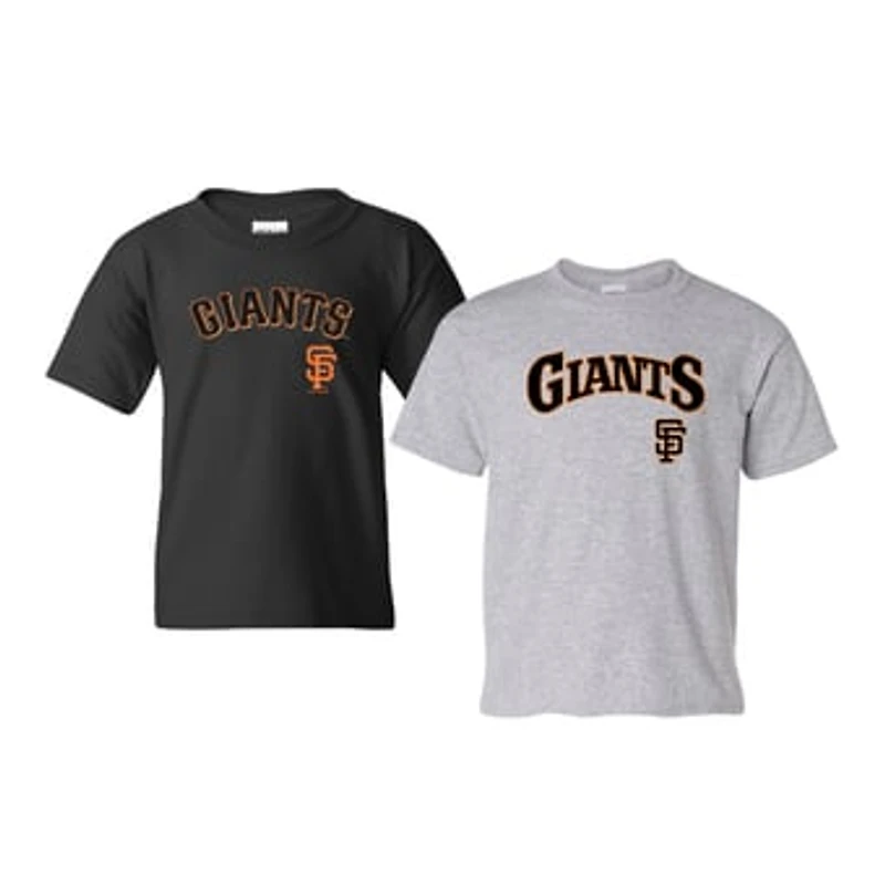 Youth Soft as a Grape Black/Heather Gray San Francisco Giants 2-Pack Logo T-Shirt Set