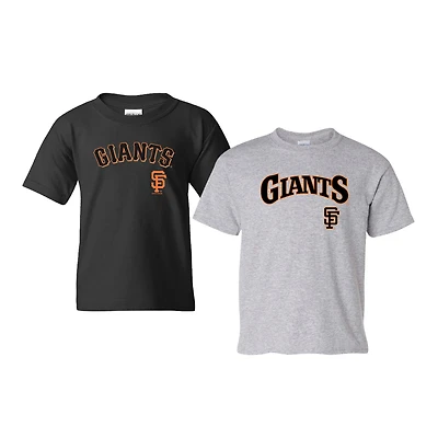 Youth Soft as a Grape Black/Heather Gray San Francisco Giants 2-Pack Logo T-Shirt Set