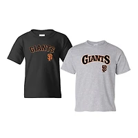 Youth Soft as a Grape  Black/Heather Gray San Francisco Giants 2-Pack Logo T-Shirt Set