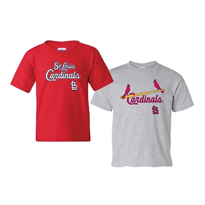 Youth Soft as a Grape  Red/Heather Gray St. Louis Cardinals 2-Pack Logo T-Shirt Set