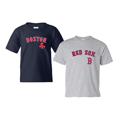 Youth Soft as a Grape Navy/Heather Gray Boston Red Sox 2-Pack Logo T-Shirt Set