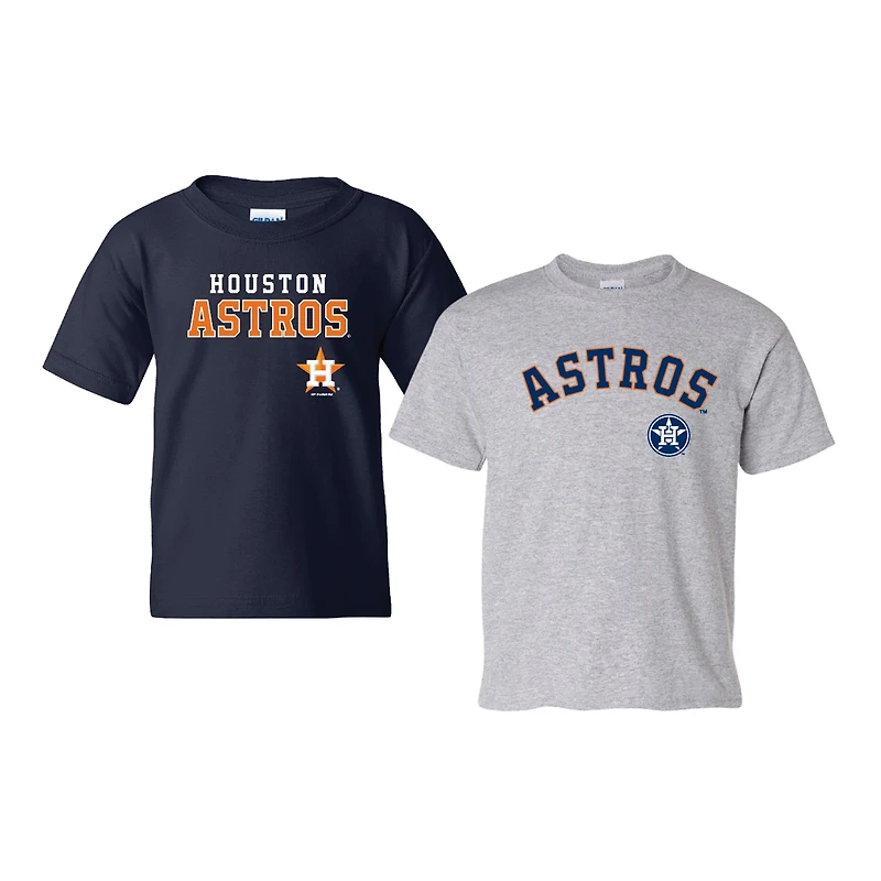 Youth Soft as a Grape Navy/Heather Gray Houston Astros 2-Pack Logo T-Shirt Set