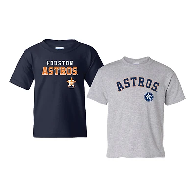 Youth Soft as a Grape Navy/Heather Gray Houston Astros 2-Pack Logo T-Shirt Set
