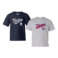 Youth Soft as a Grape  Navy/Heather Gray Minnesota Twins 2-Pack Logo T-Shirt Set