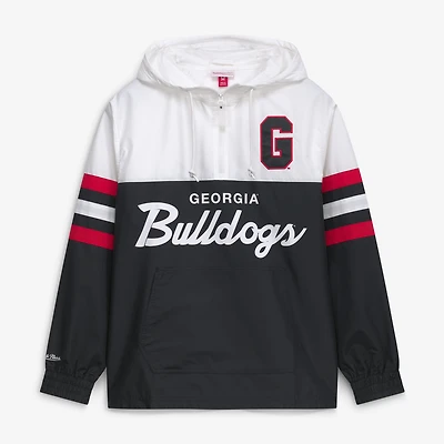 Men's Mitchell & Ness Black Georgia Bulldogs Head Coach Lightweight Anorak Half-Zip Windbreaker