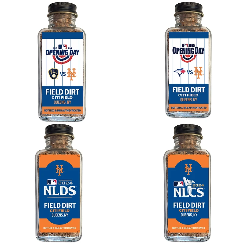 New York Mets Game-Used Four Dirt Jar Bundle