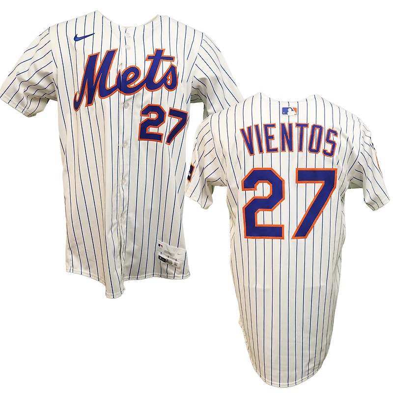 Mark Vientos New York Mets Game-Used #27 White Nike Jersey from July 3rd and 6th, 2025