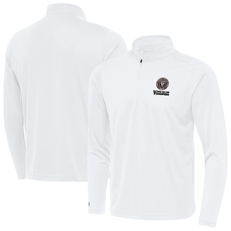 Men's Antigua White Inter Miami CF 2025 MLS Cup Champions Tribute Quarter-Zip Pullover