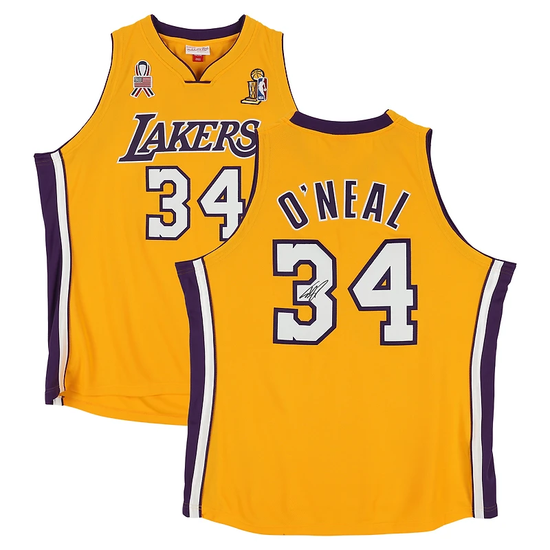 Shaquille O'Neal Los Angeles Lakers Autographed Gold Mitchell & Ness 2001-02 Authentic Jersey