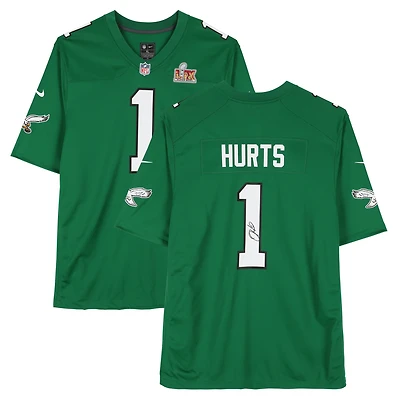 Jalen Hurts Philadelphia Eagles Autographed Kelly Green Nike Super Bowl LIX Patch Game Jersey