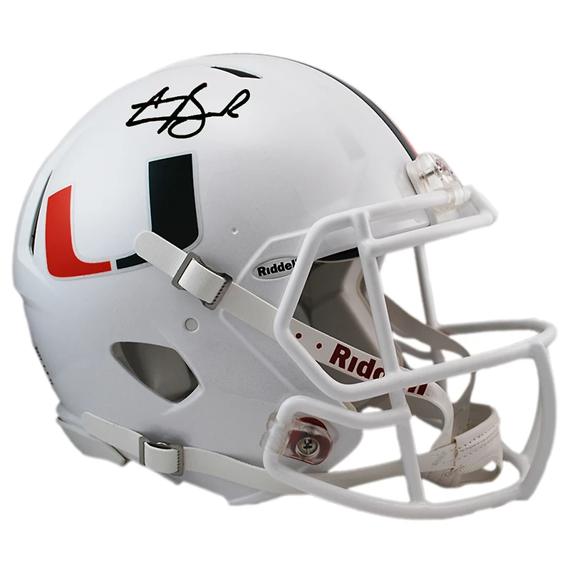 Carson Beck Miami Hurricanes Autographed Riddell Speed Authentic Helmet