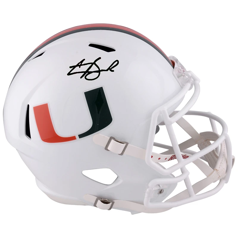 Carson Beck Miami Hurricanes Autographed Riddell Speed Replica Helmet