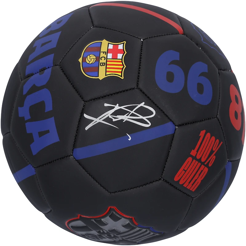 Pedri Barcelona Autographed Black Logo Soccer Ball