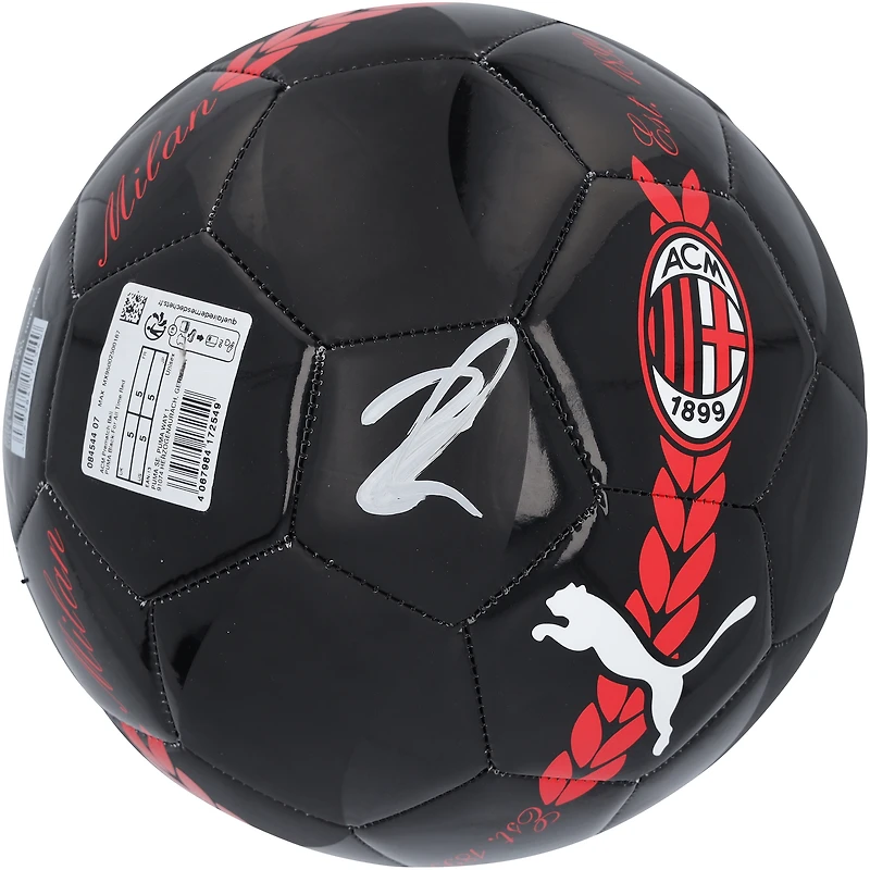 Zlatan Ibrahimovic AC Milan Autographed Black Puma Logo Soccer Ball