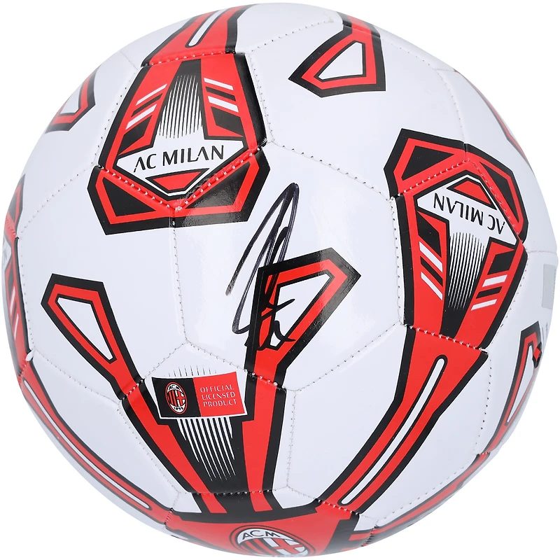 Zlatan Ibrahimovic AC Milan Autographed Red/White Logo Soccer Ball