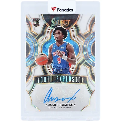 Ausar Thompson Detroit Pistons Autographed 2023-24 Panini Select White Ice Prizm #YE-ASR #3/25 Rookie Card