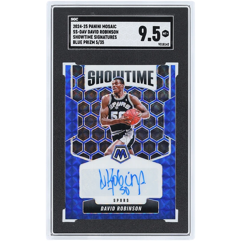 David Robinson San Antonio Spurs Autographed 2024-25 Panini Mosaic Blue Prizm #SS-DAV #5/35 SGC Authenticated 9.5 Card