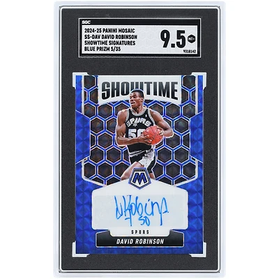 David Robinson San Antonio Spurs Autographed 2024-25 Panini Mosaic Blue Prizm #SS-DAV #5/35 SGC Authenticated 9.5 Card