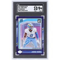 Jared Verse Los Angeles Rams Autographed 2024 Panini Donruss Optic Purple Prizm Rated Rookie #242 #33/35 SGC Authenticated 9/10 Rookie Card