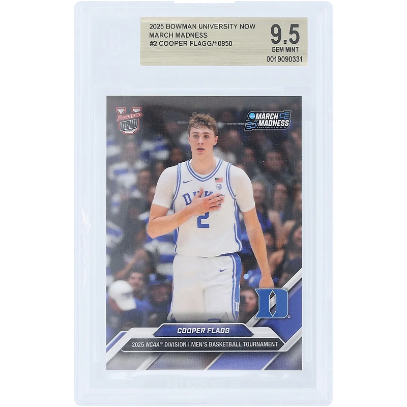 Cooper Flagg Duke Blue Devils 2025 Bowman University Now March Madness #2 BGS Authenticated 9.5 Card