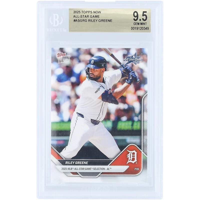Riley Greene Detroit Tigers 2025 Topps Now 2025 MLB All-Star Game Selection - AL #ASG-RG BGS Authenticated 9.5 Card