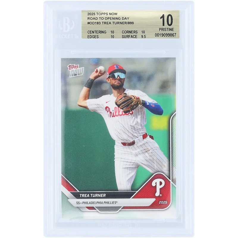 Trea Turner Philadelphia Phillies 2025 Topps Now Road to Opening Day #OD-183 BGS Authenticated 10 Card - 10,10,10,9.5 Subgrades