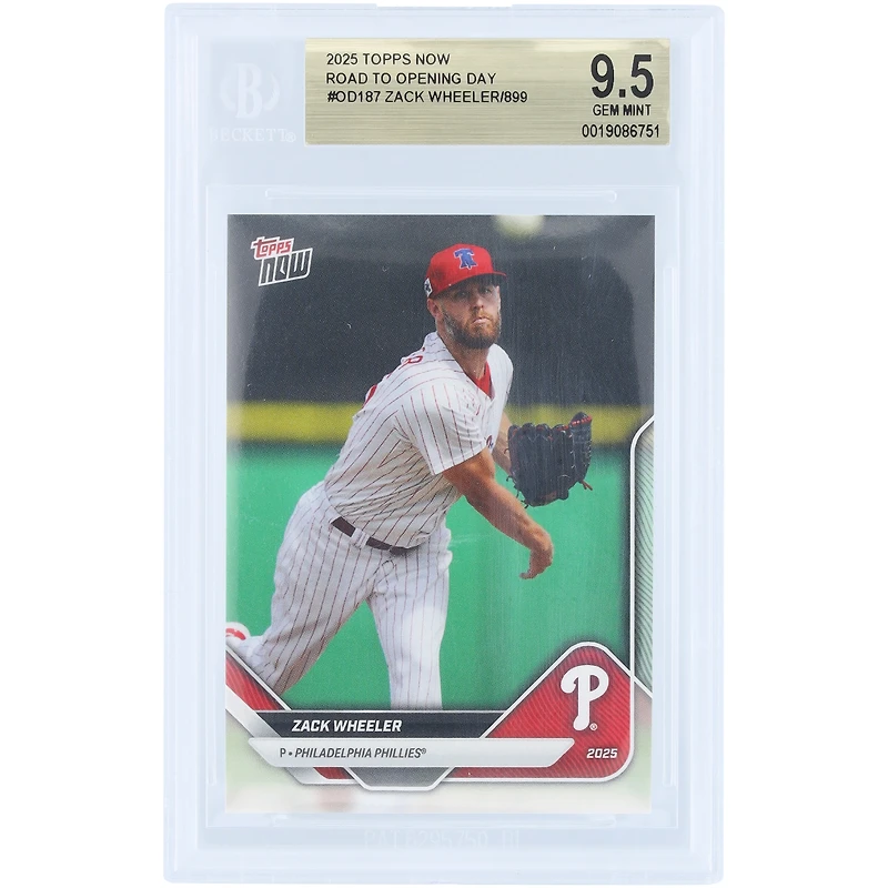 Zack Wheeler Philadelphia Phillies 2025 Topps Now Road to Opening Day #OD-187 BGS Authenticated 9.5 Card