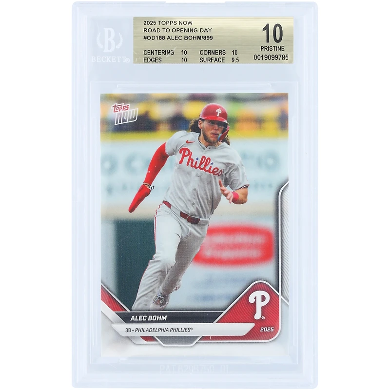 Alec Bohm Philadelphia Phillies 2025 Topps Now Road to Opening Day #OD-188 BGS Authenticated 10 Card - 10,10,10,9.5 Subgrades