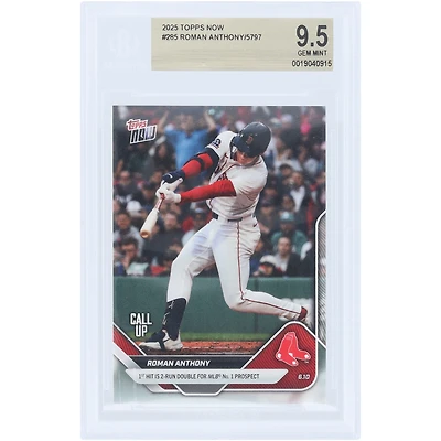 Roman Anthony Boston Red Sox 2025 Topps Now 1st Hit is 2-Run Double For MLB No. 1 Prospect #285 BGS Authenticated 9.5 Card