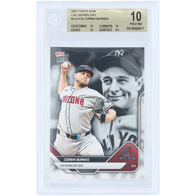 Corbin Burnes Arizona Diamondbacks 2025 Topps Now Lou Gehrig Day #LGD-CB BGS Authenticated 10 Card - 10,10,10,9.5 Subgrades