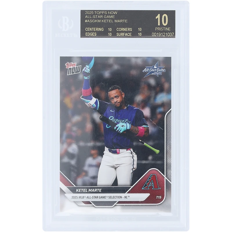 Ketel Marte Arizona Diamondbacks 2025 Topps Now 2025 MLB All-Star Game Selection - NL Black Label #ASG-KM BGS Authenticated 10 Card - 10,10,10,10 Subgrades