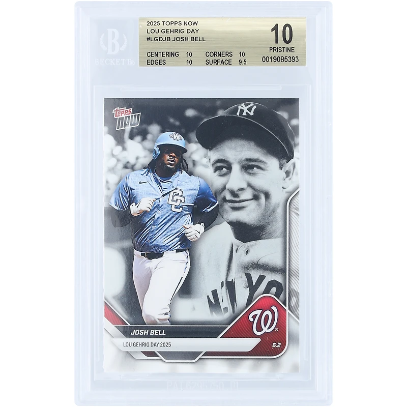 Josh Bell Washington Nationals 2025 Topps Now Lou Gehrig Day #LGD-JB BGS Authenticated 10 Card - 10,10,10,9.5 Subgrades