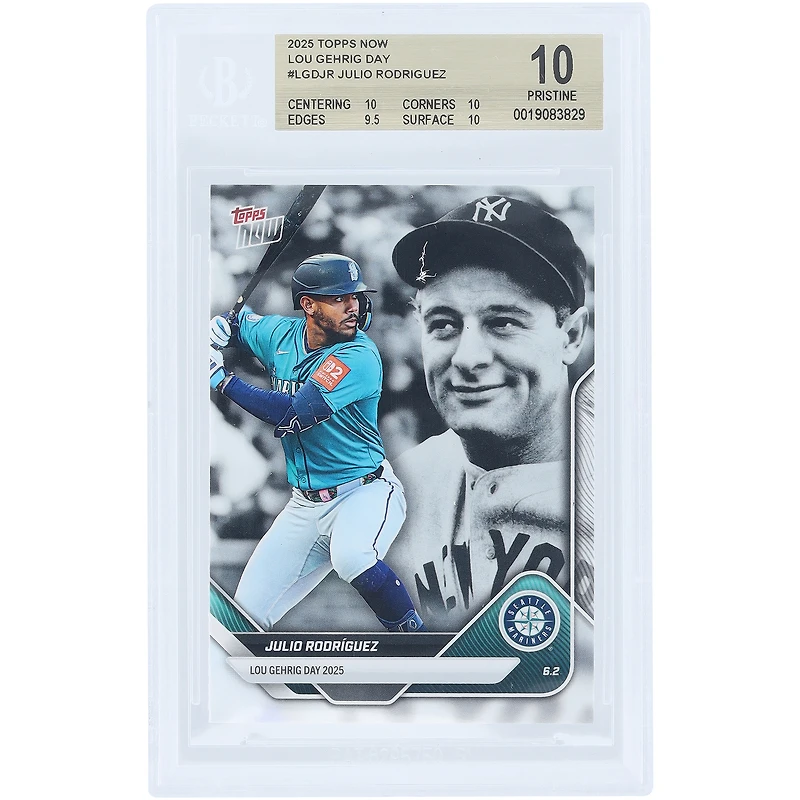 Julio Rodriguez Seattle Mariners 2025 Topps Now Lou Gehrig Day #LGD-JR BGS Authenticated 10 Card - 10,10,9.5,10 Subgrades