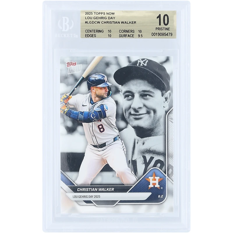 Christian Walker Houston Astros 2025 Topps Now Lou Gehrig Day #LGD-CW BGS Authenticated 10 Card - 10,10,10,9.5 Subgrades