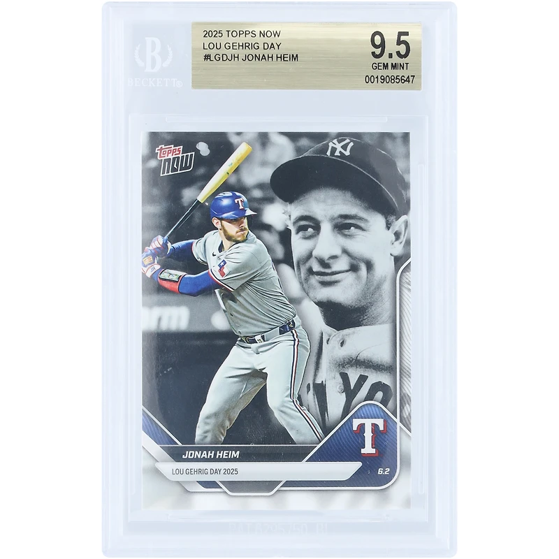 Jonah Heim Texas Rangers 2025 Topps Now Lou Gehrig Day #LGD-JH BGS Authenticated 9.5 Card