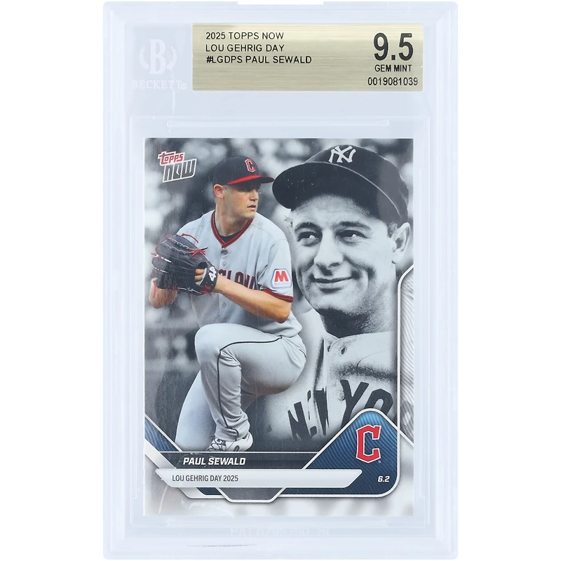 Paul Sewald Cleveland Guardians 2025 Topps Now Lou Gehrig Day #LGD-PS BGS Authenticated 9.5 Card