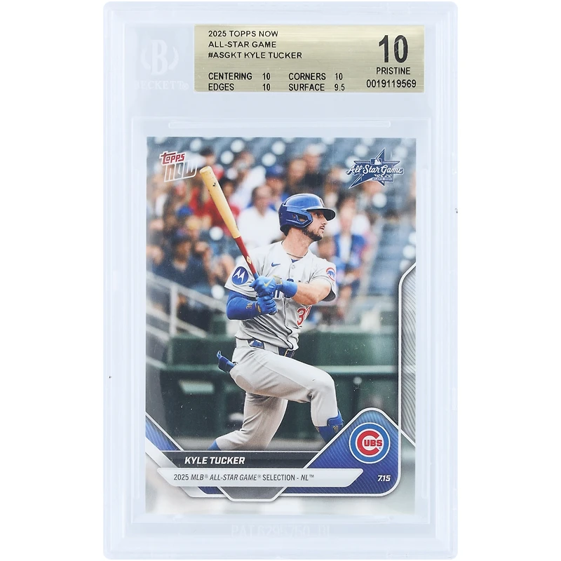 Kyle Tucker Chicago Cubs 2025 Topps Now MLB All-Star Game Selection - NL #ASG-KT BGS Authenticated 10 Card - 10,10,10,9.5 Subgrades