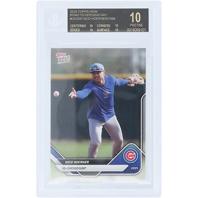 Nico Hoerner Chicago Cubs 2025 Topps Now Road to Opening Day Black Label #OD-205 BGS Authenticated 10 Card - 10,10,10,10 Subgrades